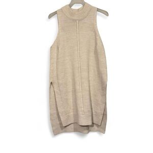 Sleeveless Beige Knit Sweater Vest